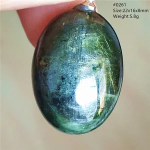 Natural Green Diopside Cat Eye Oval Pendant Necklace - Image 37