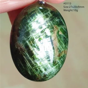 Natural Green Diopside Cat Eye Oval Pendant Necklace - Image 8