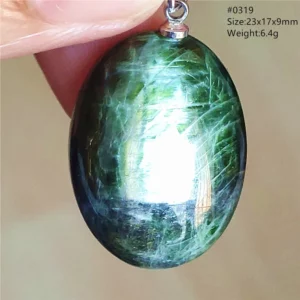 Natural Green Diopside Quartz Cat Eye Pendant - Image 2