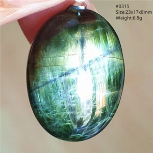 Natural Green Diopside Quartz Cat Eye Pendant - Image 13