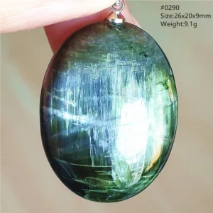 Natural Green Diopside Quartz Cat Eye Pendant - Image 18