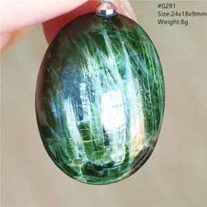 Natural Green Diopside Quartz Cat Eye Pendant - Image 16