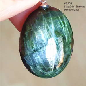 Natural Green Diopside Quartz Cat Eye Pendant - Image 20