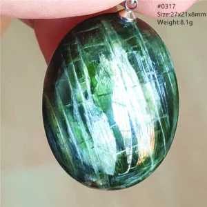 Natural Green Diopside Quartz Cat Eye Pendant - Image 3