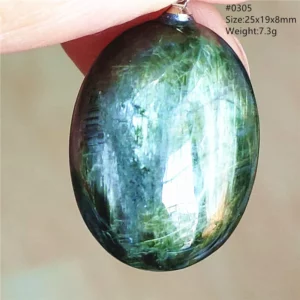 Natural Green Diopside Quartz Cat Eye Pendant - Image 19