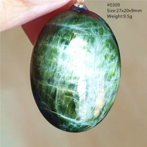 Natural Green Diopside Quartz Cat Eye Pendant - Image 4