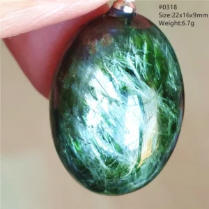 Natural Green Diopside Quartz Cat Eye Pendant - Image 1