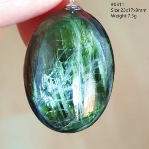Natural Green Diopside Quartz Cat Eye Pendant - Image 5