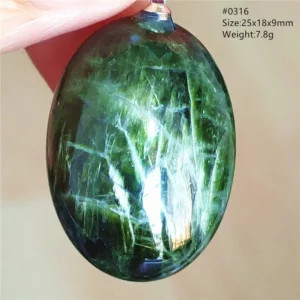 Natural Green Diopside Quartz Cat Eye Pendant - Image 6