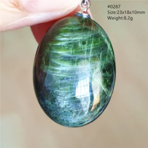 Natural Green Diopside Quartz Cat Eye Pendant - Image 25