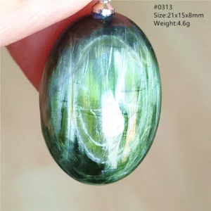 Natural Green Diopside Quartz Cat Eye Pendant - Image 8