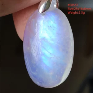 Natural Moonstone Oval Pendant, 925 Silver Necklace - Image 1