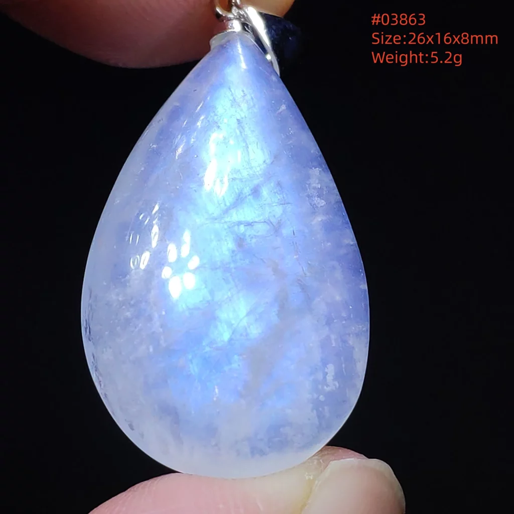 Natural Moonstone Oval Pendant in 925 Silver