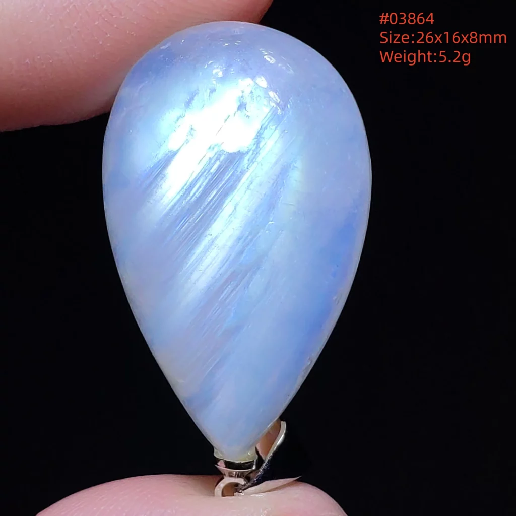 Natural Moonstone Oval Pendant in 925 Silver
