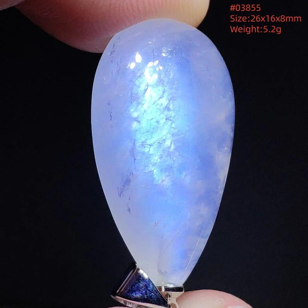 Natural Moonstone Oval Pendant in 925 Silver