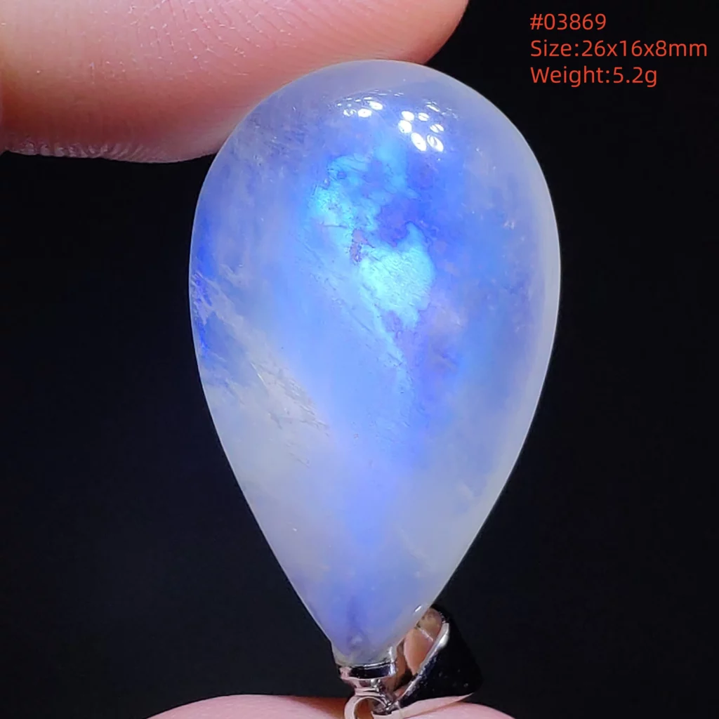Natural Moonstone Oval Pendant in 925 Silver