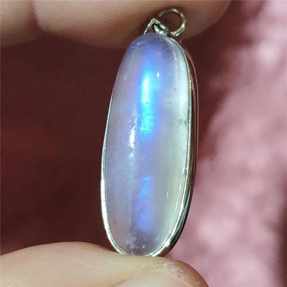 Natural Moonstone Oval Pendant in 925 Silver