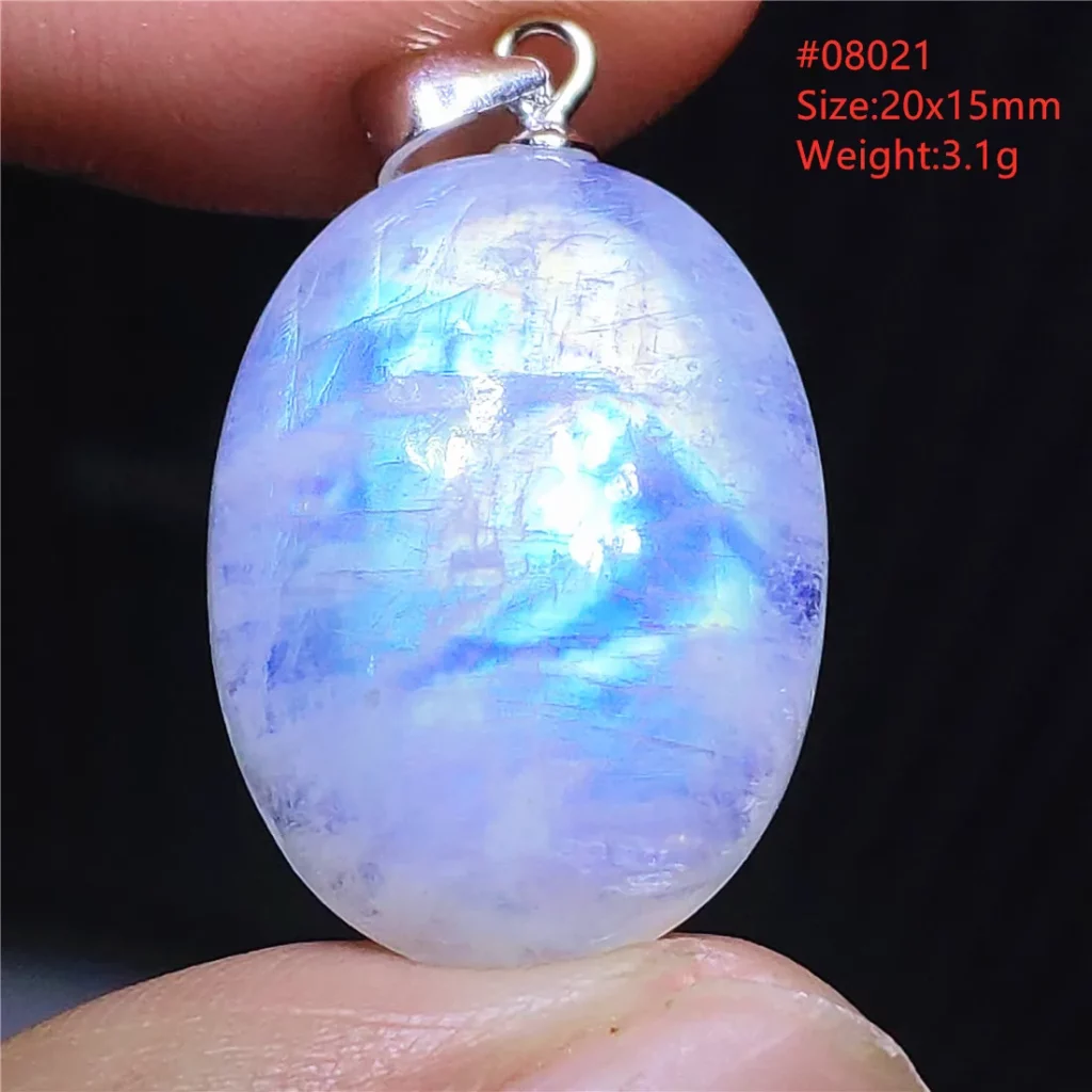 Natural Moonstone Oval Pendant in 925 Silver