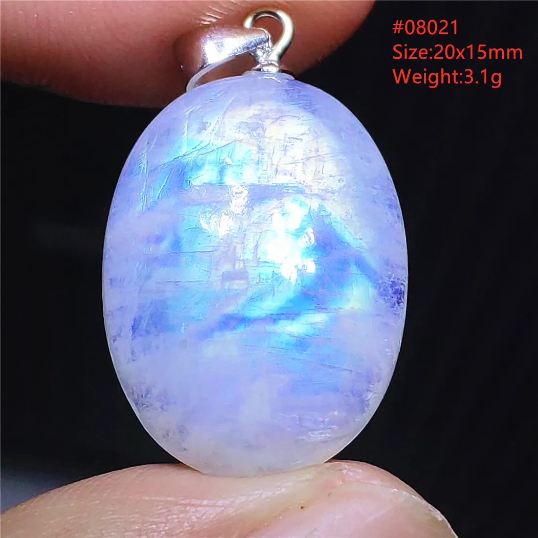 Natural Moonstone Oval Pendant in 925 Silver - Image 5