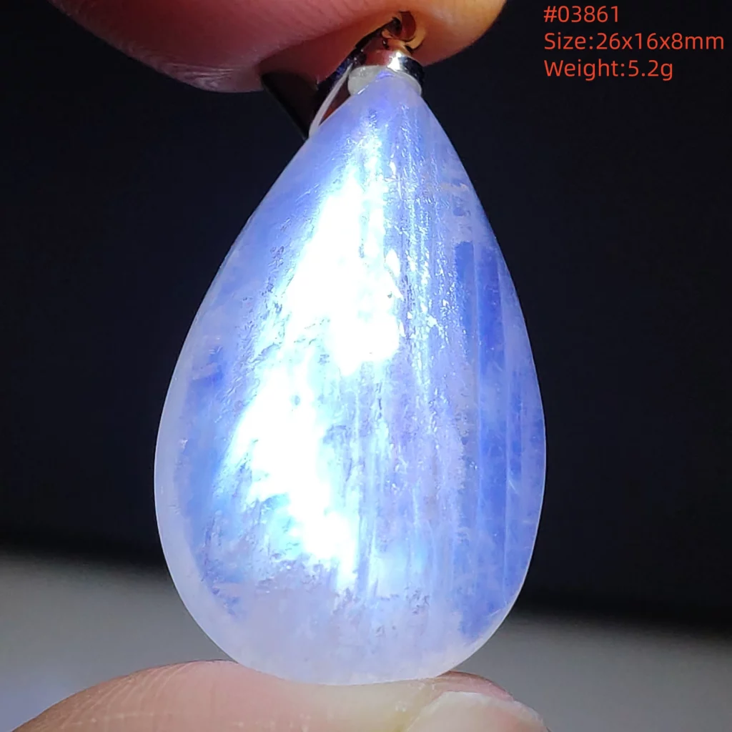 Natural Moonstone Oval Pendant in 925 Silver