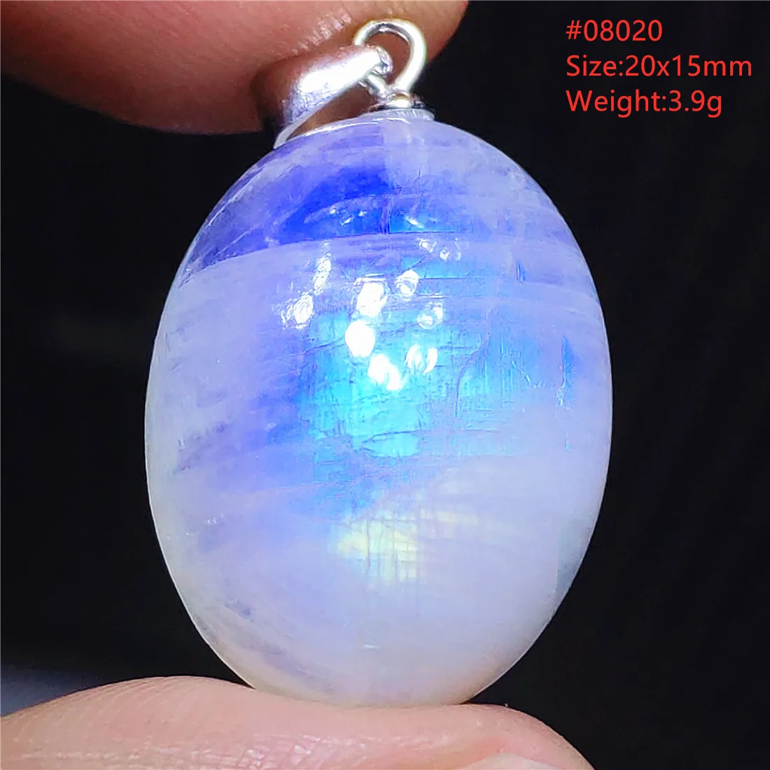 Natural Moonstone Oval Pendant in 925 Silver - Image 1