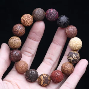 Natural Multicolor Wooden Bracelet for Men, 20mm Elastic - Image 2