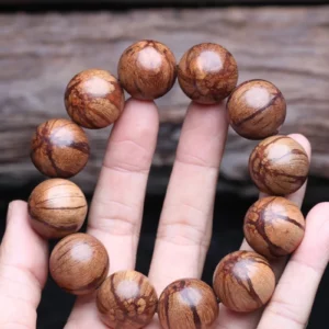 Natural Rosewood Beaded Bracelet, 20mm Meditation - Image 3
