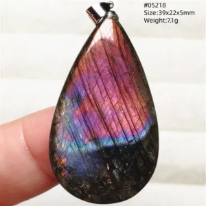 Rainbow Flash Purple Labradorite Pendant Necklace - Image 16