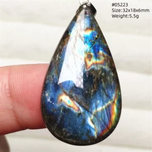Rainbow Flash Purple Labradorite Pendant Necklace - Image 9