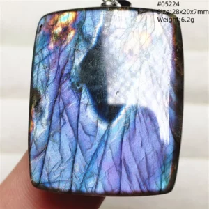 Rainbow Flash Purple Labradorite Pendant Necklace - Image 10