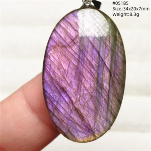 Rainbow Flash Purple Labradorite Pendant Necklace - Image 4