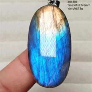 Rainbow Flash Purple Labradorite Pendant Necklace - Image 5