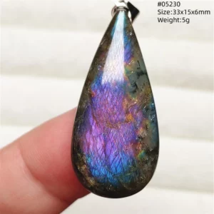 Rainbow Flash Purple Labradorite Pendant Necklace - Image 12