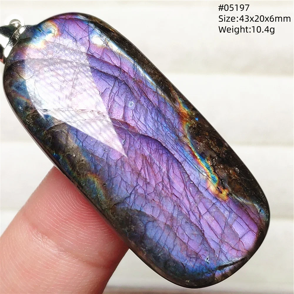 Rainbow Flash Purple Labradorite Pendant Necklace