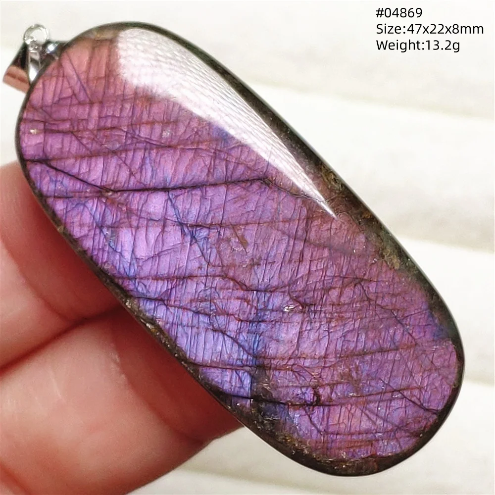 Purple Labradorite Pendant, Rare Natural Stone Necklace