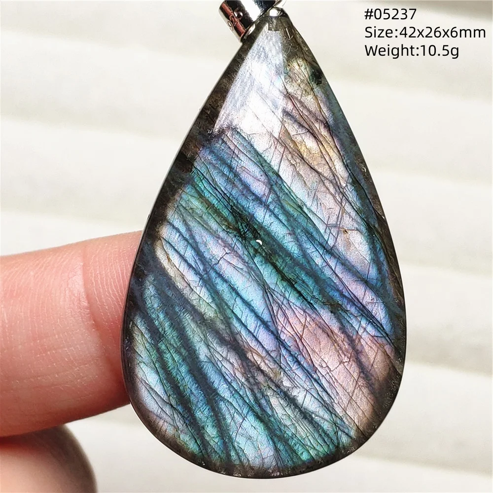 Purple Labradorite Pendant, Rare Natural Stone Necklace