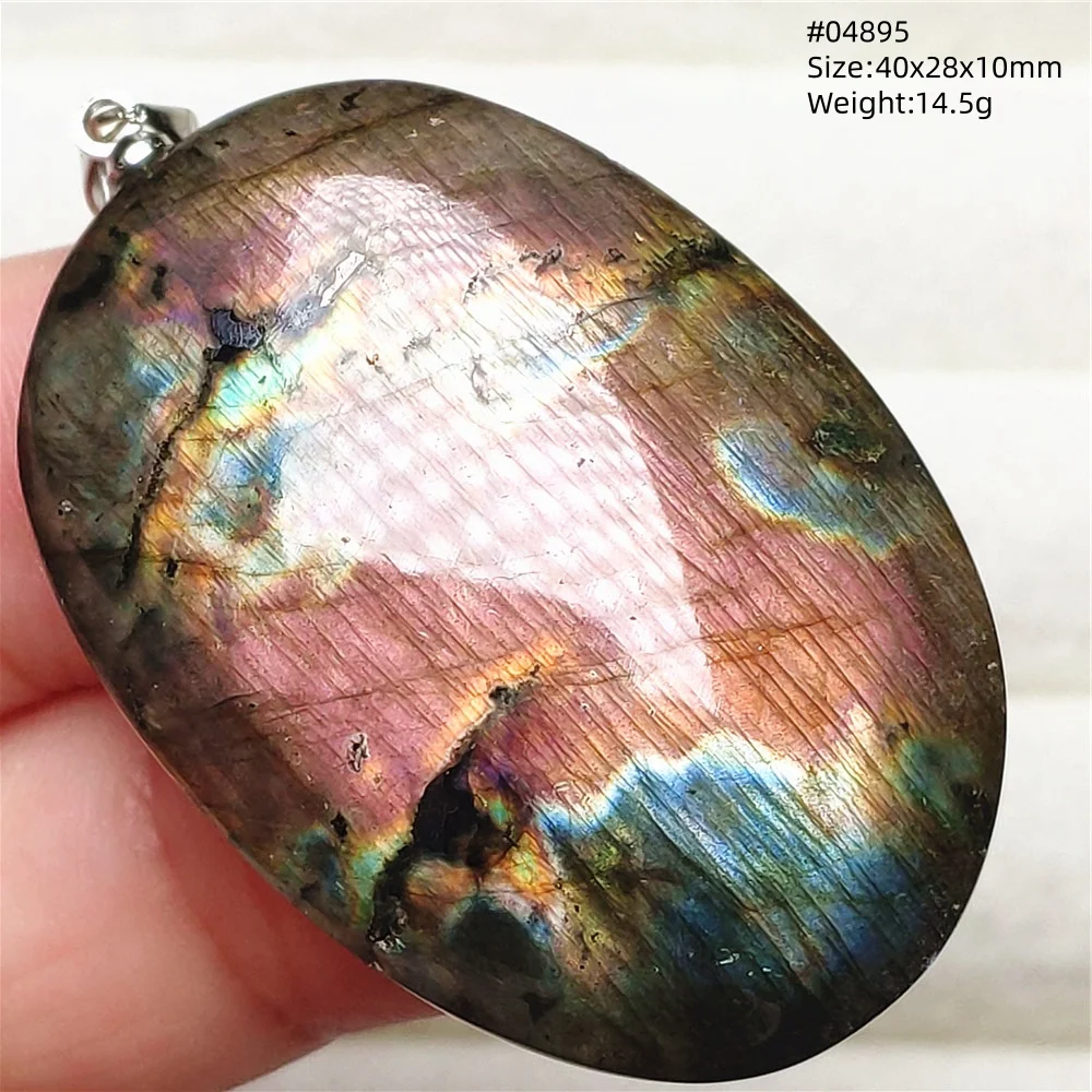Purple Labradorite Pendant, Rare Natural Stone Necklace