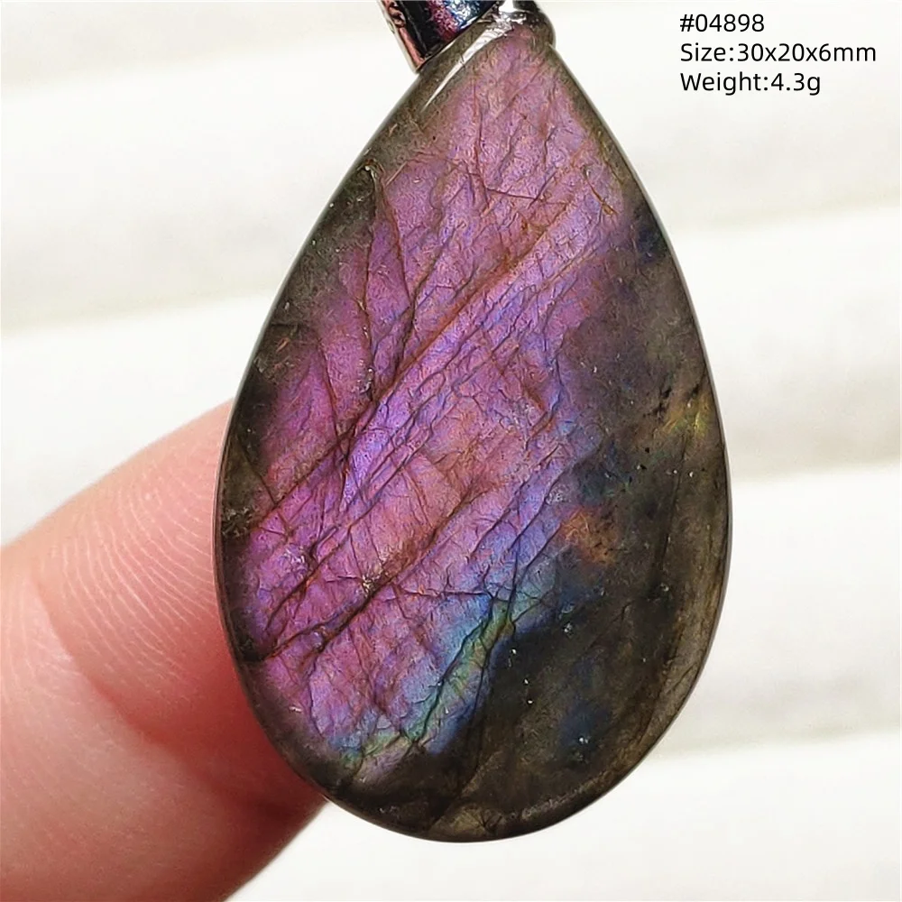 Purple Labradorite Pendant, Rare Natural Stone Necklace