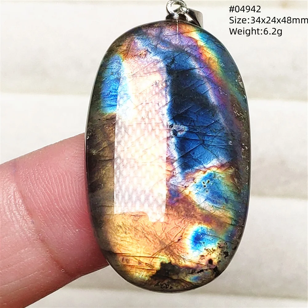 Purple Labradorite Pendant, Rare Natural Stone Necklace