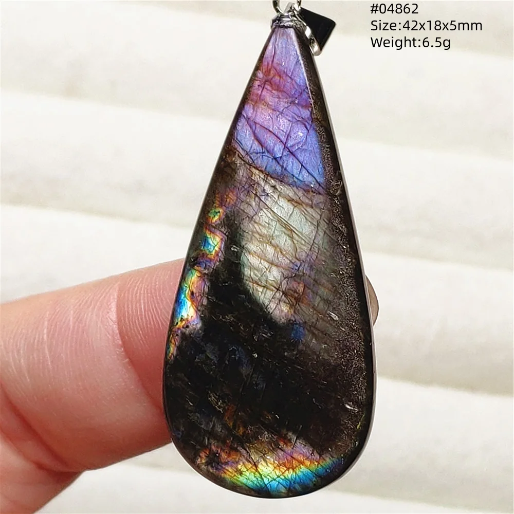Purple Labradorite Pendant, Rare Natural Stone Necklace
