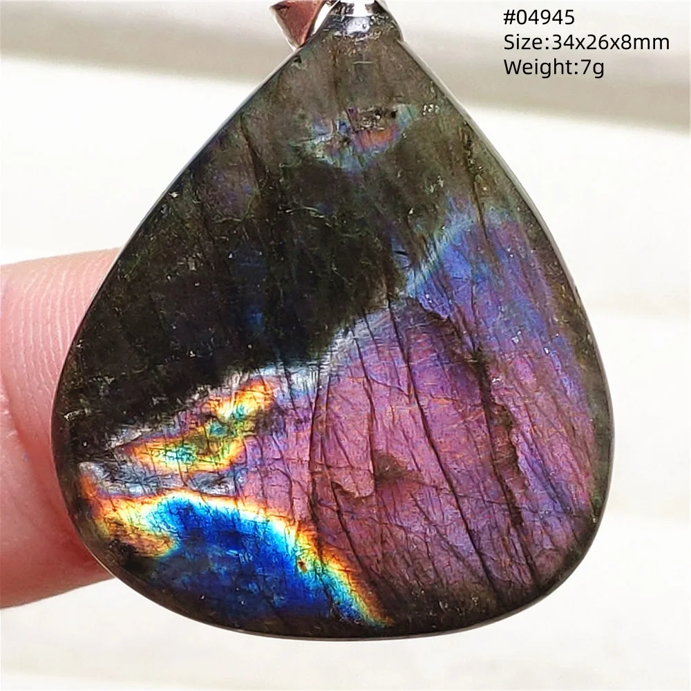 Purple Labradorite Pendant, Rare Natural Stone Necklace
