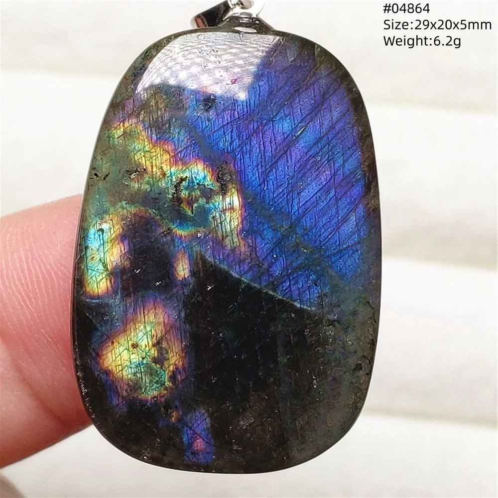 Purple Labradorite Pendant, Rare Natural Stone Necklace