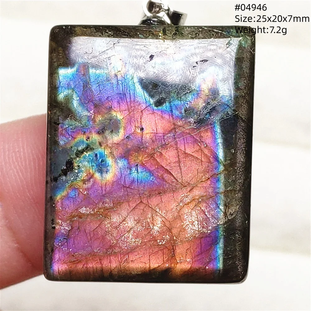 Purple Labradorite Pendant, Rare Natural Stone Necklace