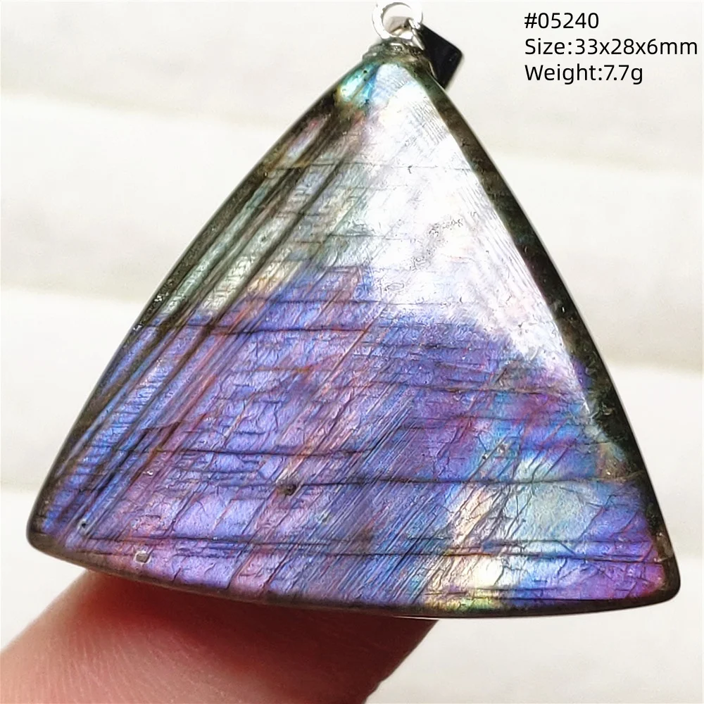 Purple Labradorite Pendant, Rare Natural Stone Necklace