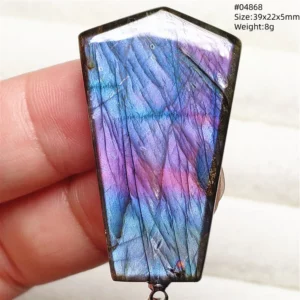 Purple Labradorite Pendant, Rare Natural Stone Necklace - Image 4