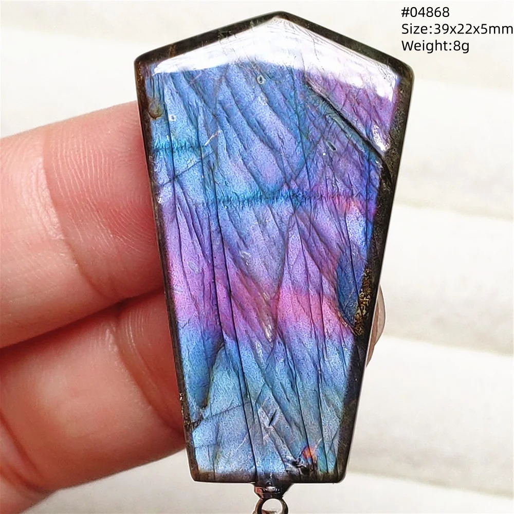 Purple Labradorite Pendant, Rare Natural Stone Necklace