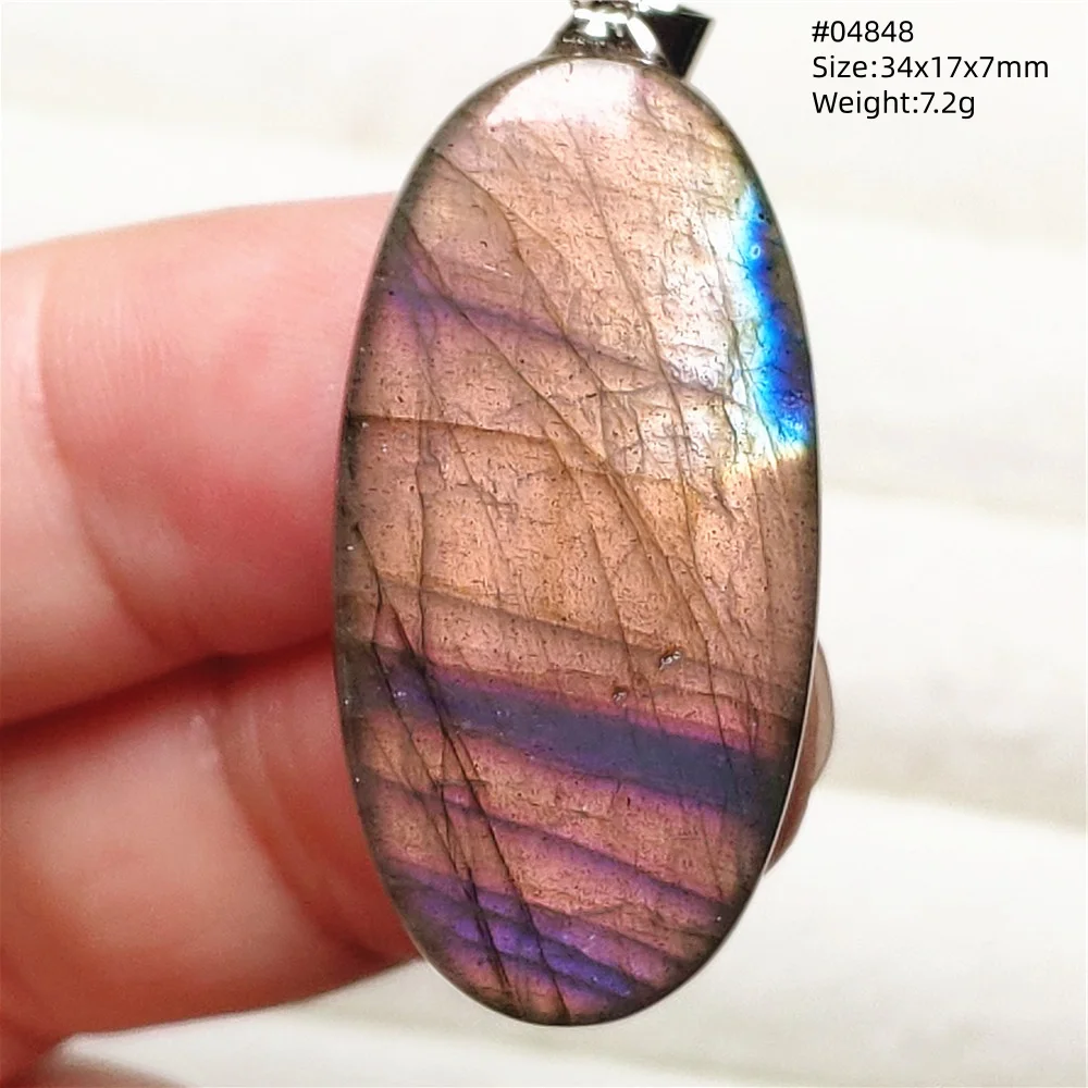 Purple Labradorite Pendant, Rare Natural Stone Necklace