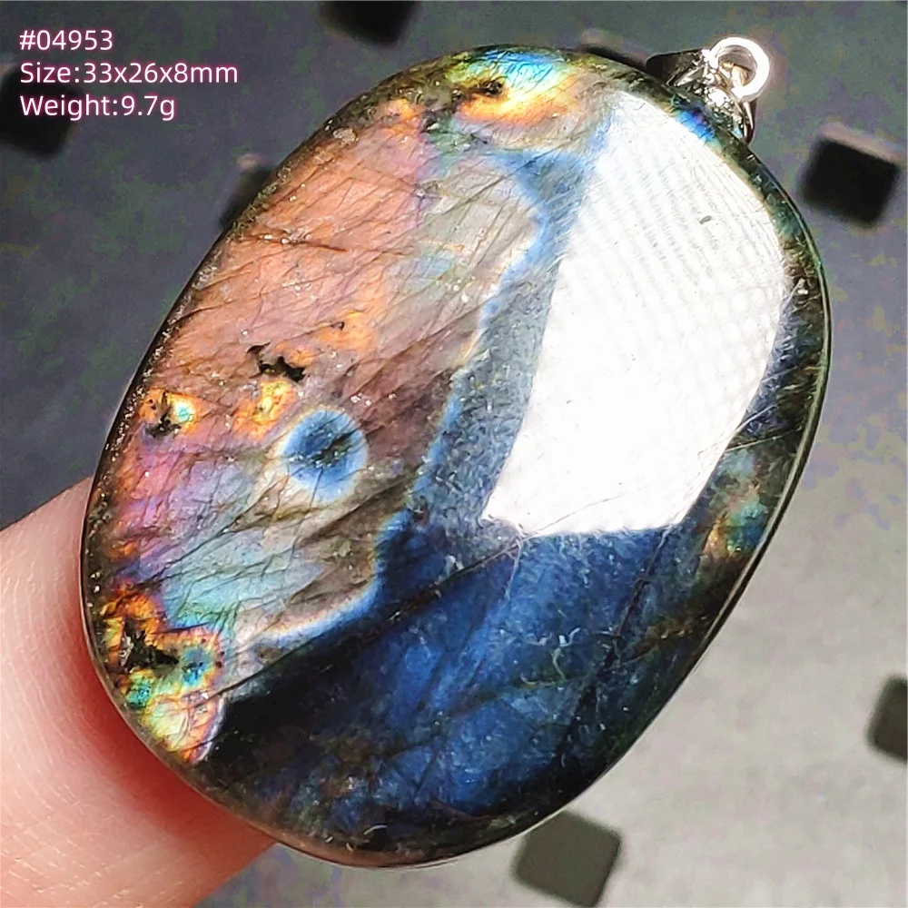Purple Labradorite Pendant, Rare Natural Stone Necklace