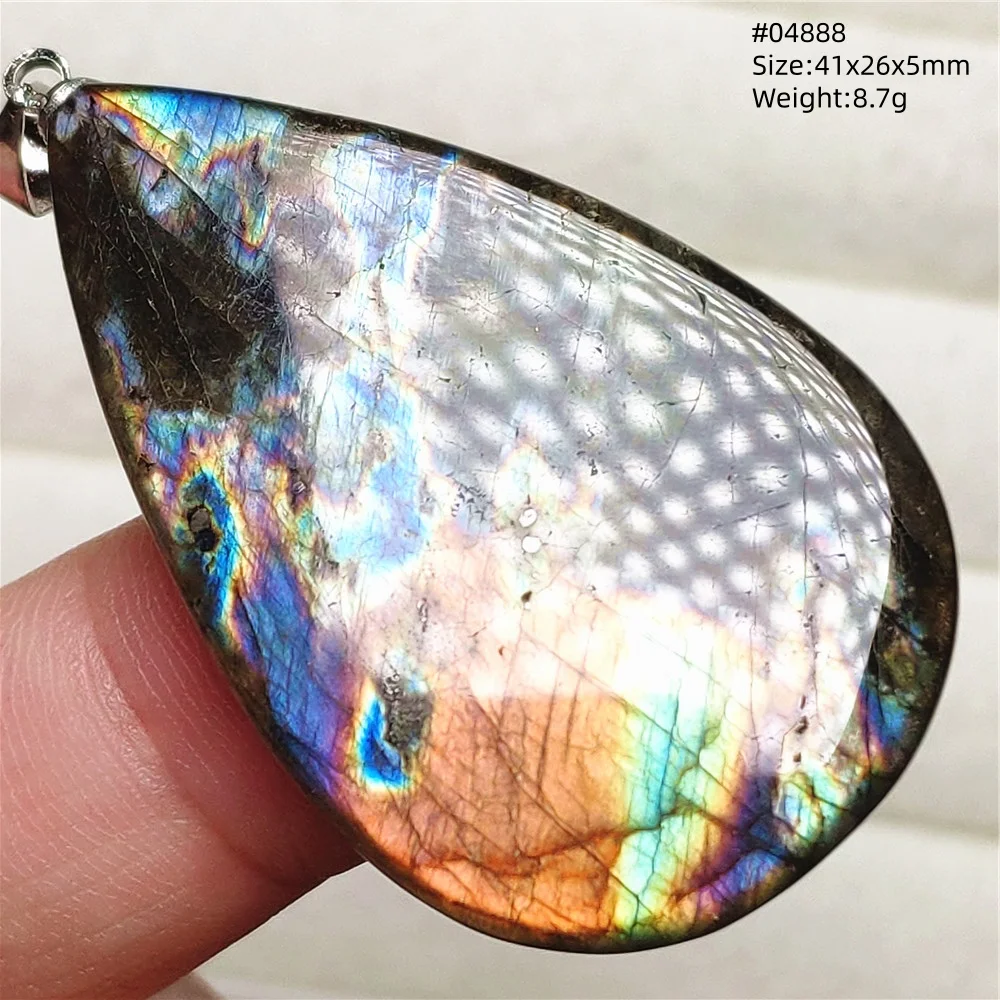 Purple Labradorite Pendant, Rare Natural Stone Necklace
