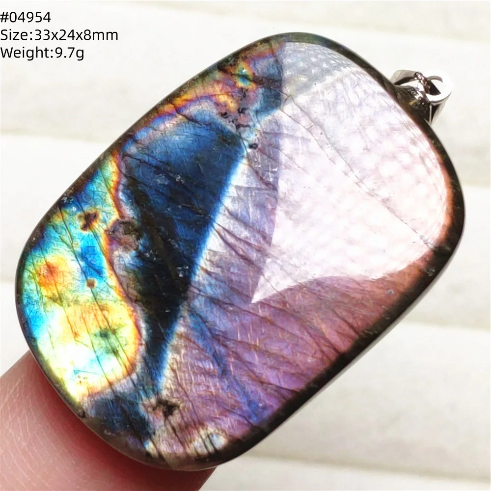 Purple Labradorite Pendant, Rare Natural Stone Necklace